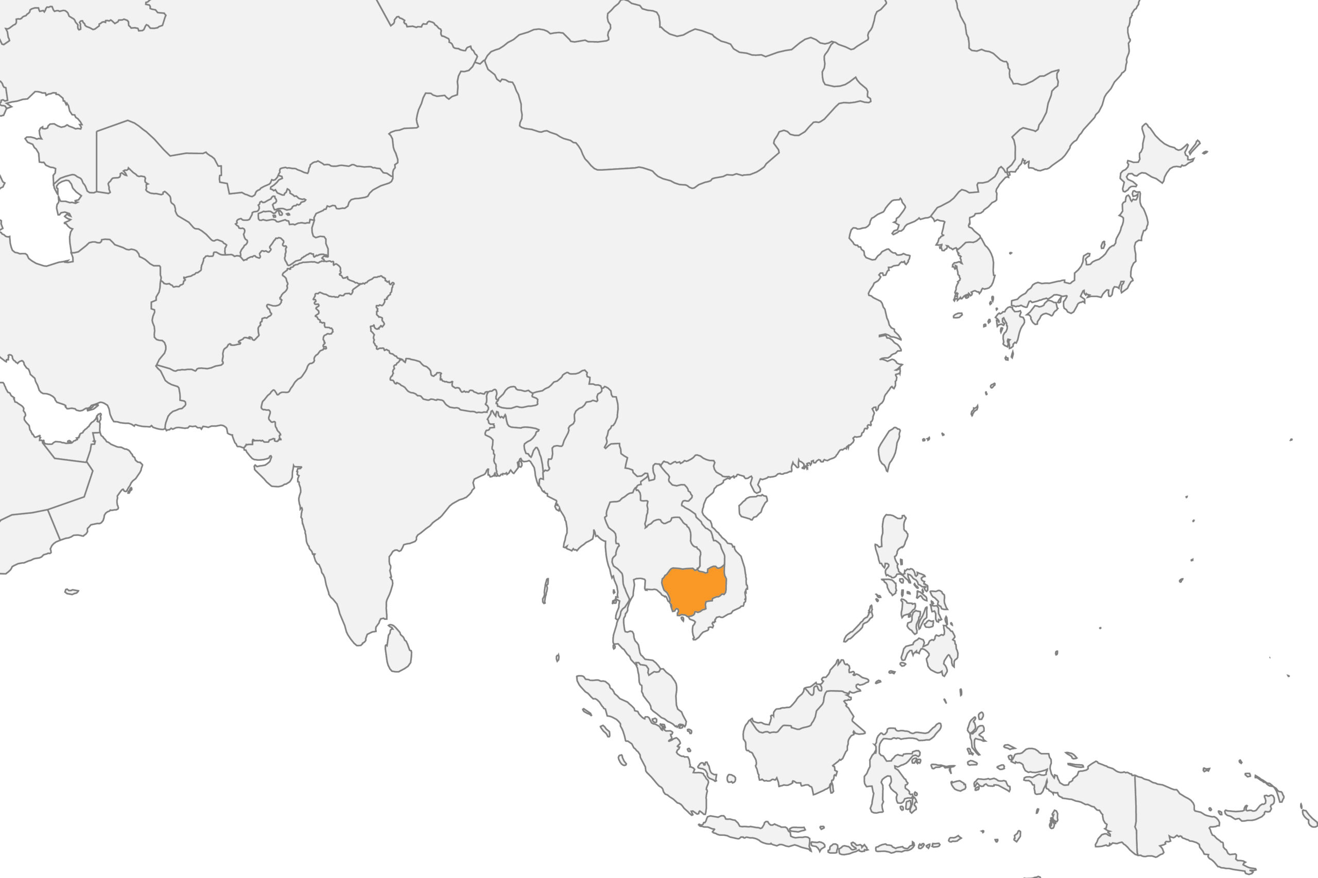 Map of Cambodia, in Asia