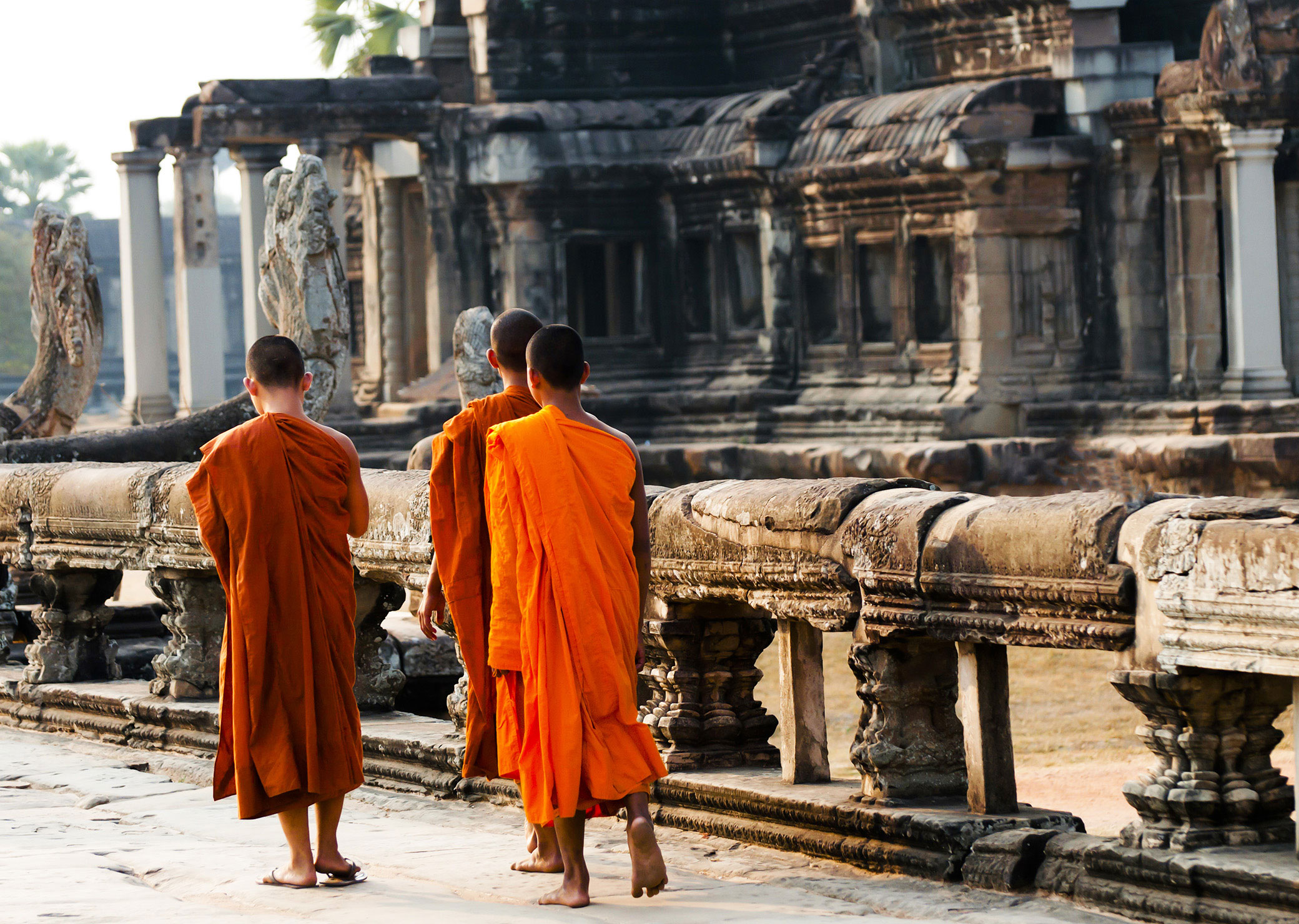 Monks at a temple in Laos