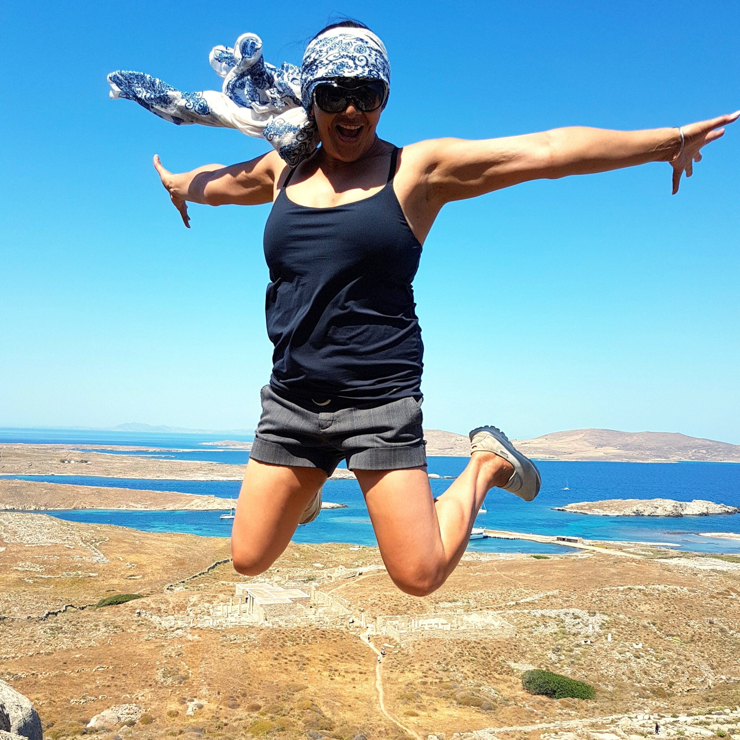 Ruby, leaping in Greece