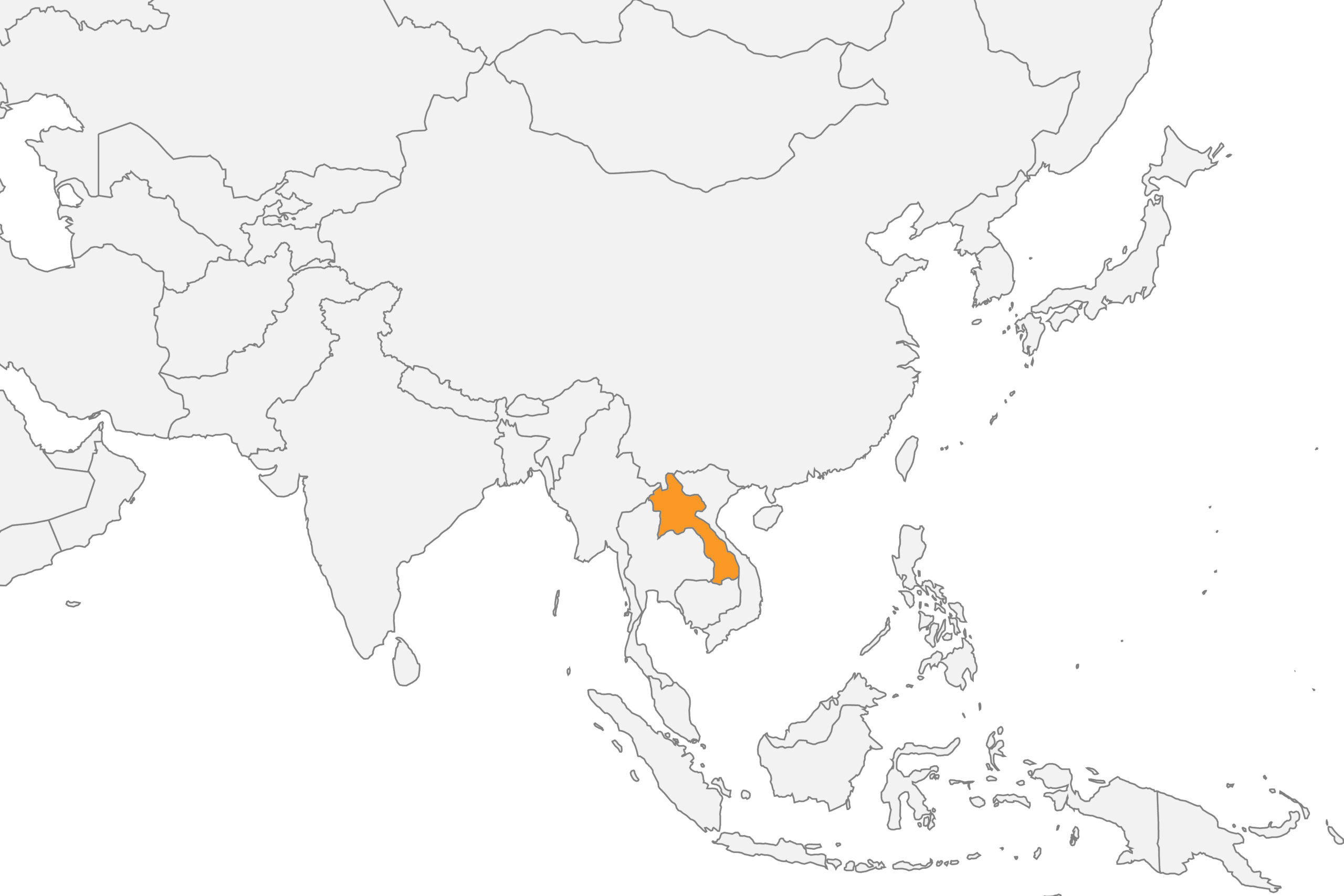Map of Laos, in Asia