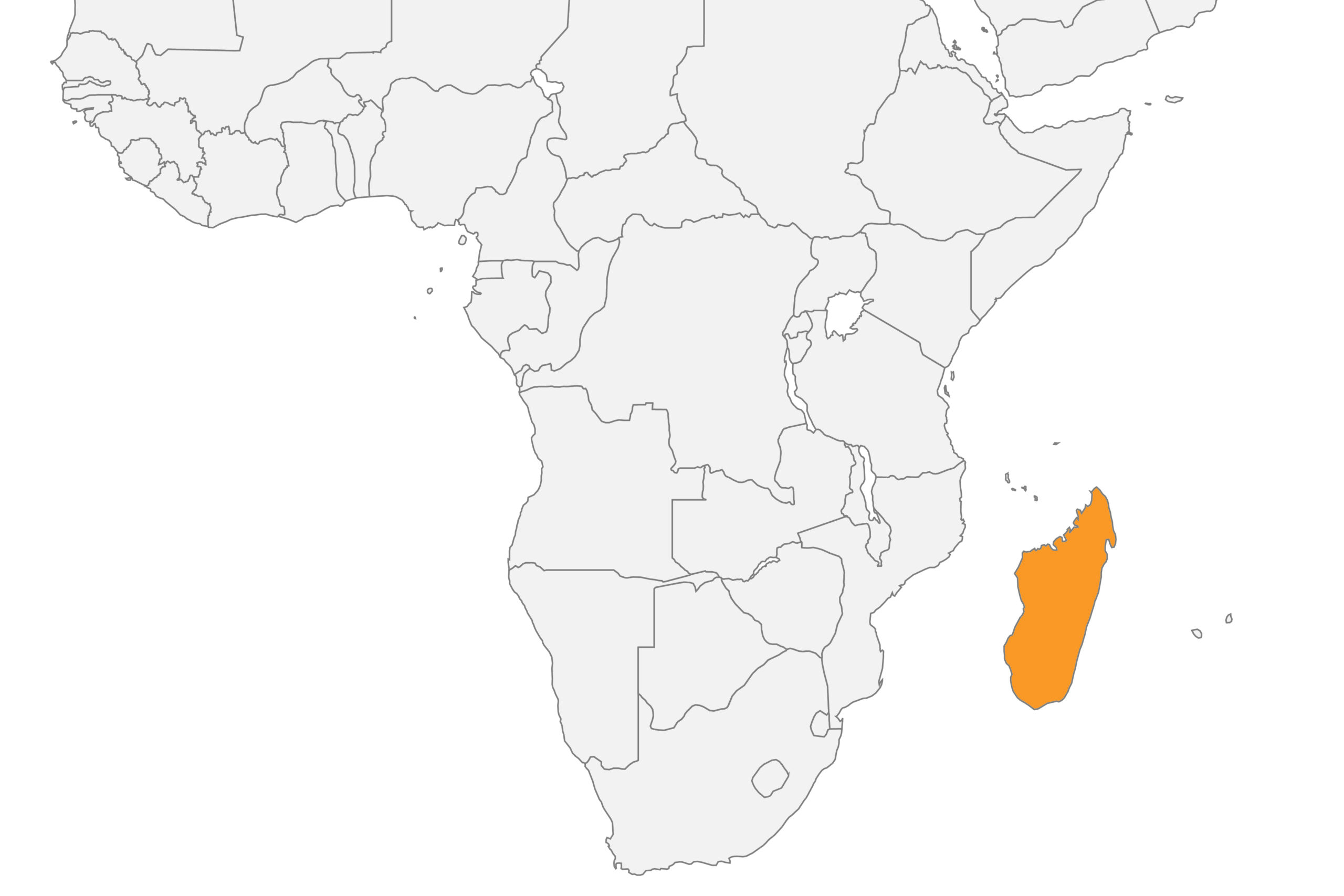 Map of Madagascar, in Africa