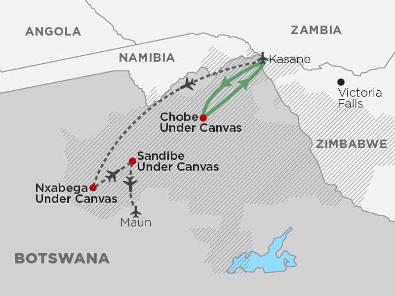 Map - Fly Around Botswana Under Canvas