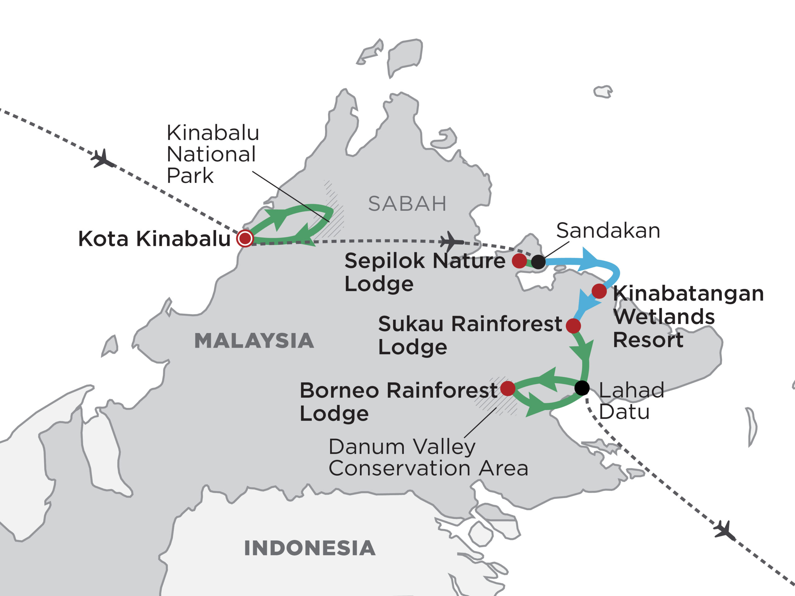 Map, Safari through Sabah