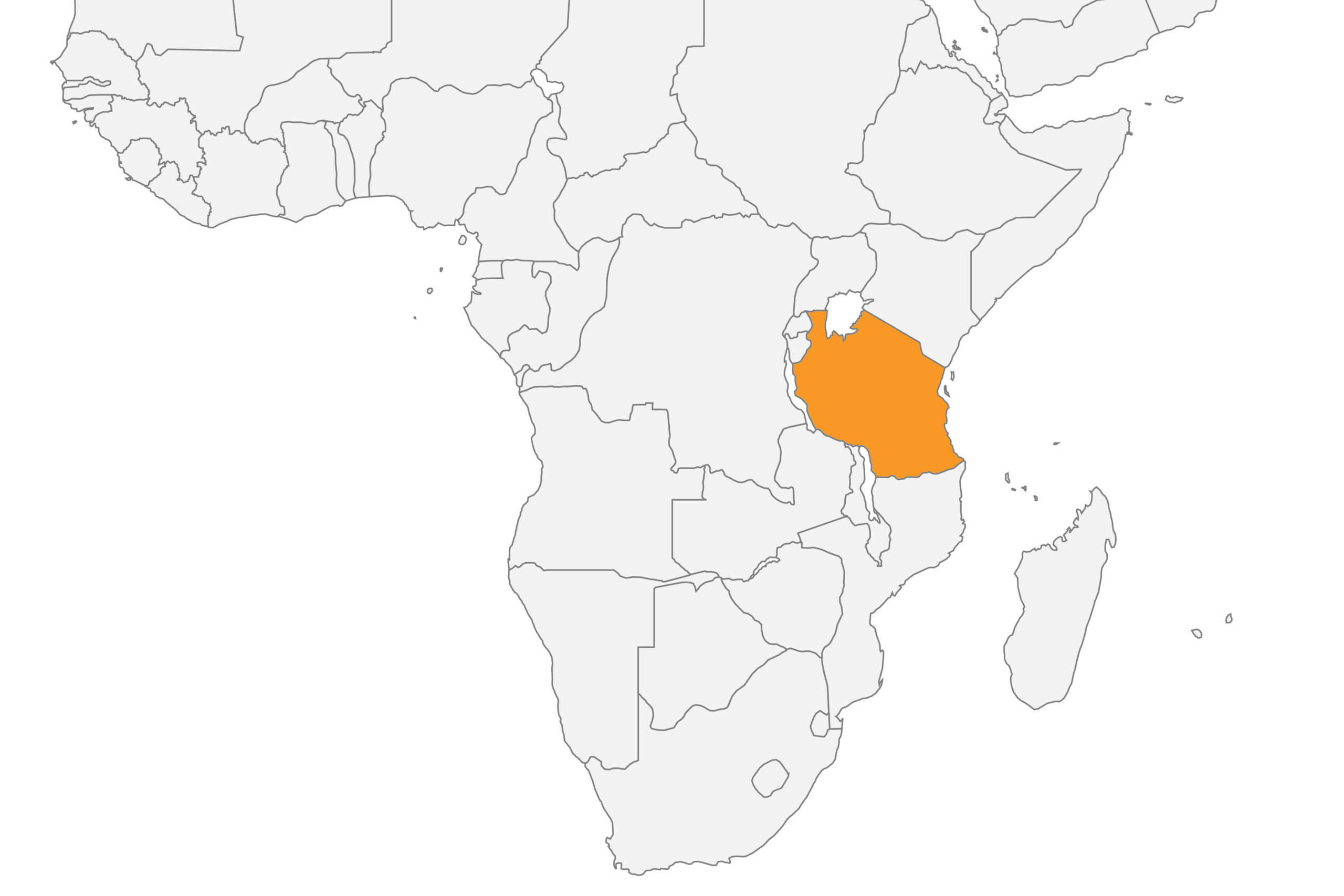 Map of Tanzania, in Africa