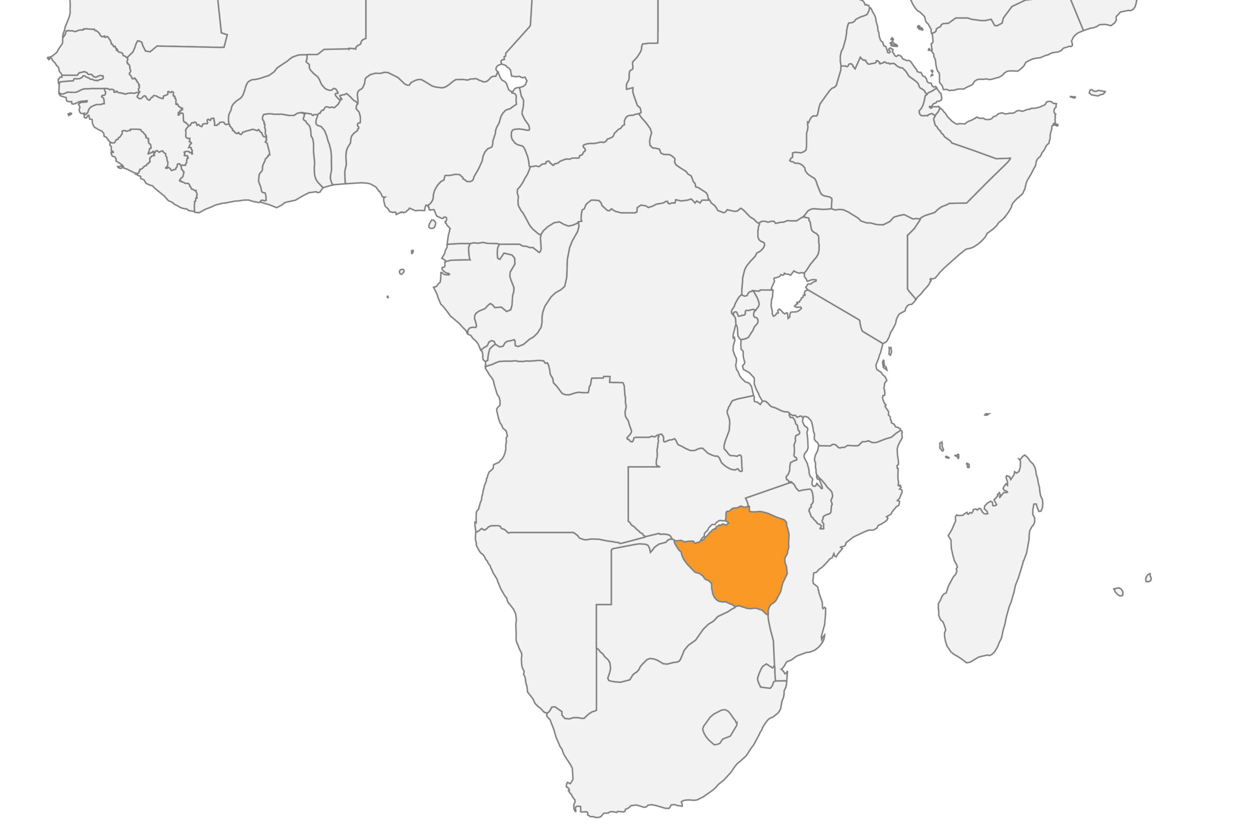 Map of Zimbabwe, in Africa